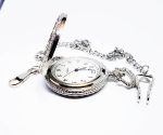 Minimalist Silver-tone Vintage Pocket Watch | Elegant Vest Watch - Image 4
