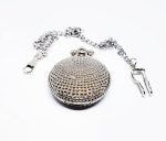 Textured Silver-tone Vintage Pocket Watch | Roman Numerals Watch - Image 2