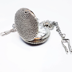 Textured Silver-tone Vintage Pocket Watch | Roman Numerals Watch