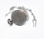 Textured Silver-tone Vintage Pocket Watch | Roman Numerals Watch - Image 5