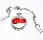 Red Truck Silver Pocket Watch | Vintage Pocket Watch Gift for Firemen