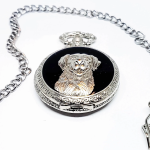 Vintage Silver-tone Pocket Watch with Dog Engraving on the Case