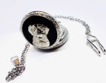 Vintage Silver-tone Pocket Watch with Dog Engraving on the Case - Image 2