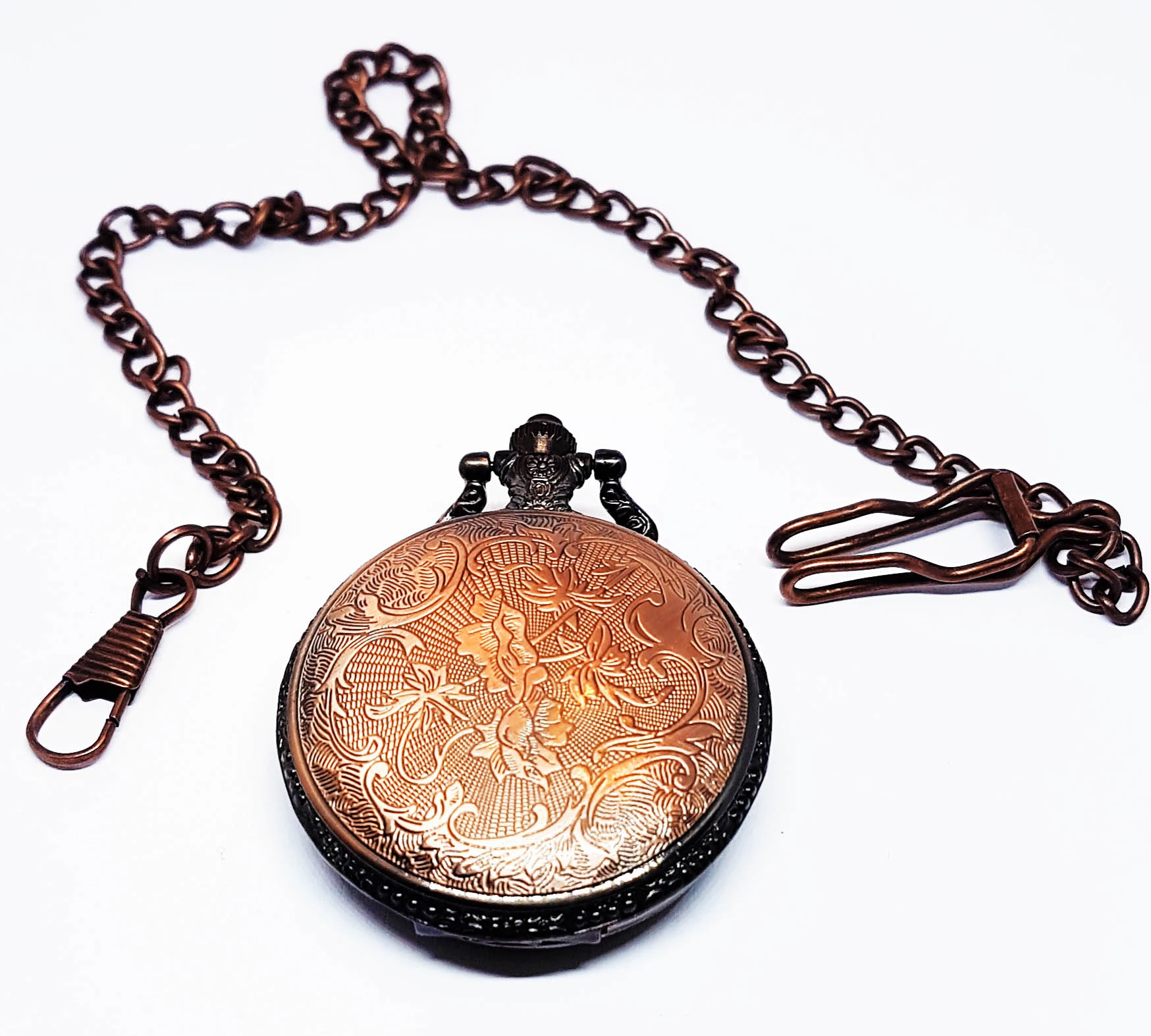 20180204_011724.png Rose-Gold Ship Vintage Pocket Watch | Floral Pattern Vest Watch - Image 1