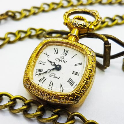 Tiny French Clyda Pocket Watch | 90s Clyda Paris Pocket Watch Medallion