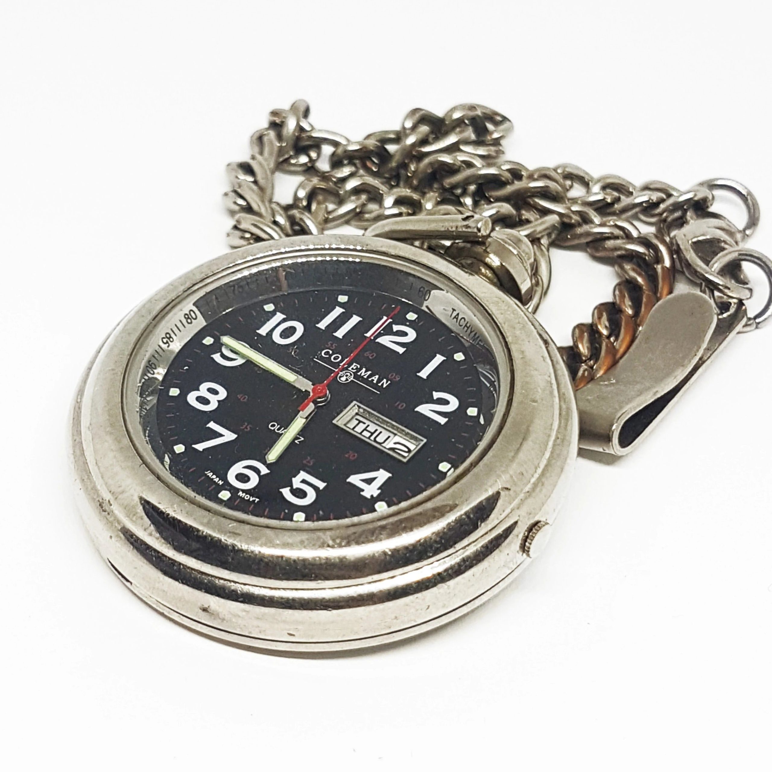 20191212_182648.jpg Vintage Coleman Pocket Watch | Silver-tone Industrial Pocket Watch - Image 1