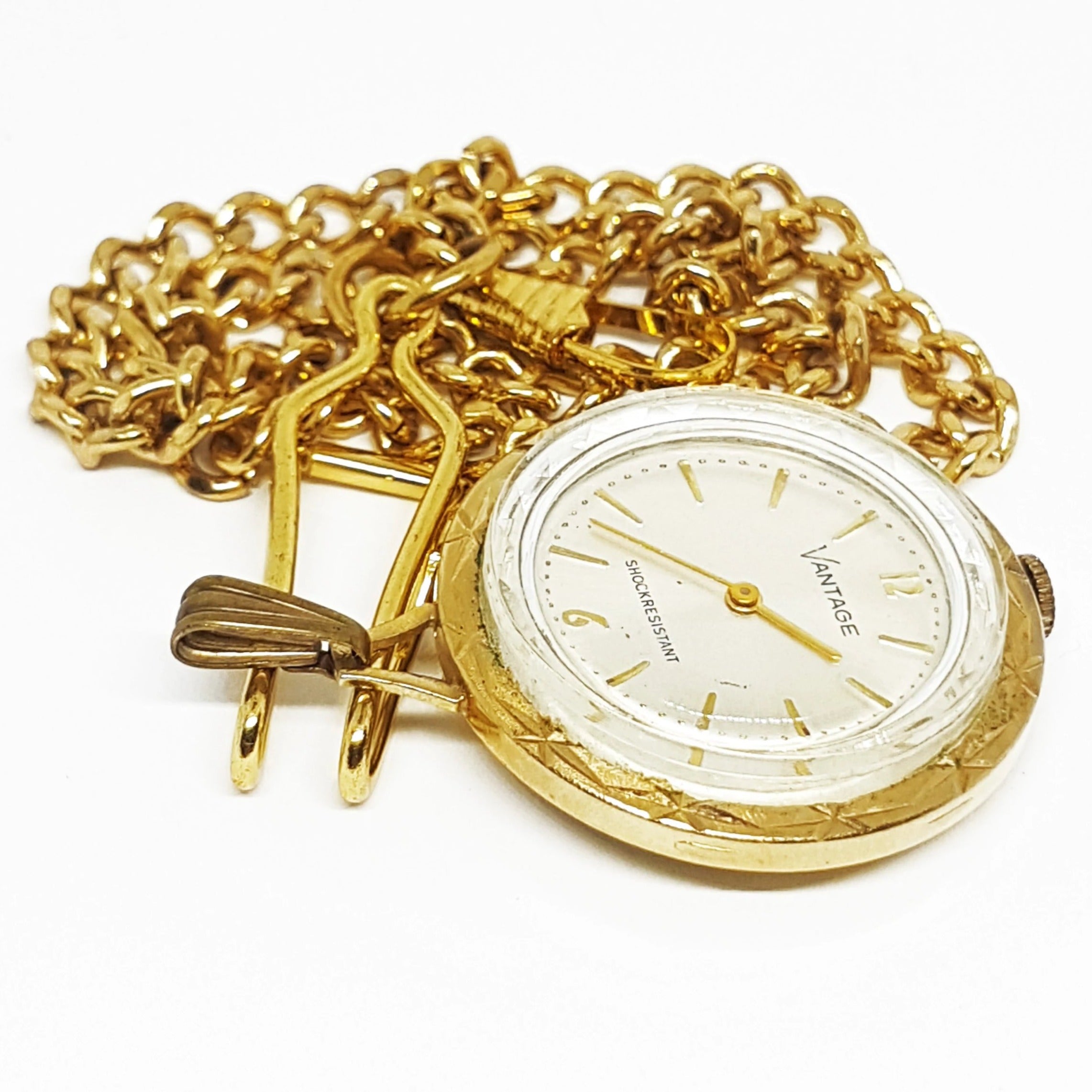 20191212_184954.jpg Vantage by Hamilton Shockresistant Pocket Watch | Gold-tone Vintage Pendant - Image 1