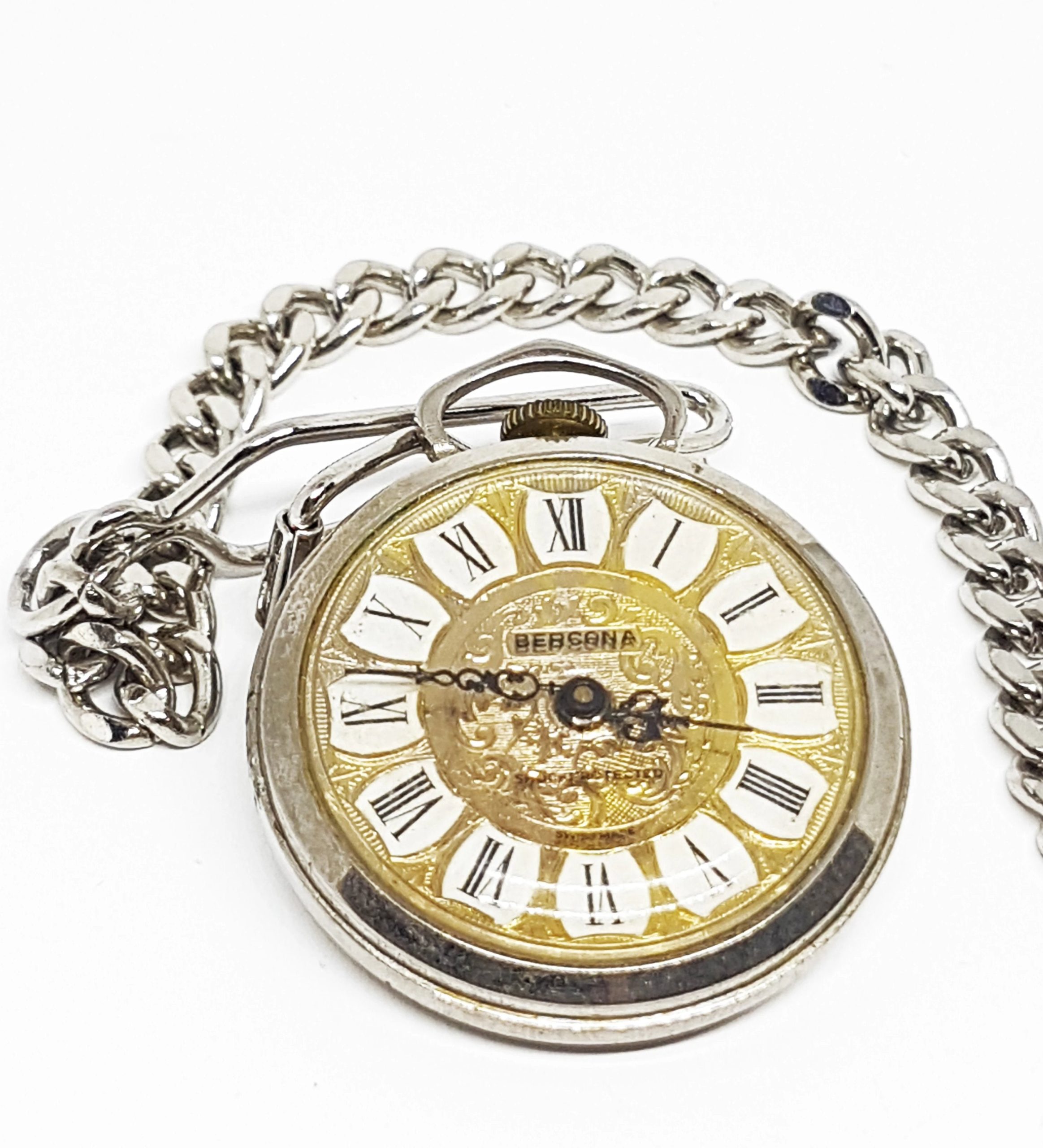 20191212_185703.jpg Bercona Swiss Mechanical Pocket Watch | Gold Luxury Vintage Pendant Watch - Image 1