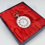 Silver-tone Pocket Watch with Purple Numerals | Railroad Gift Watch - Image 2