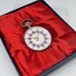 Silver-tone Pocket Watch with Purple Numerals | Railroad Gift Watch - Image 5