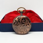 Rose-gold Pocket Watch with Gothic Floral Print | Railroad Watch