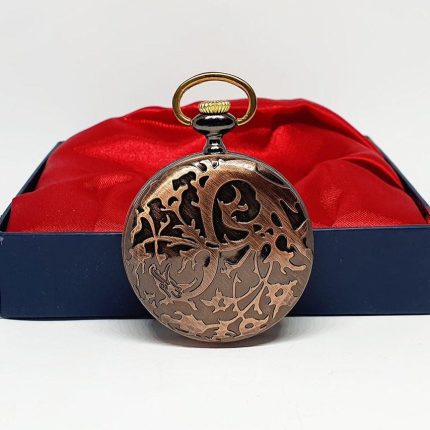Rose-gold Pocket Watch with Gothic Floral Print | Railroad Watch