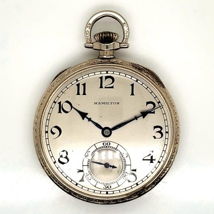 1926 14Kt White Gold Hamilton Model 902 Open Faced Pocket Watch