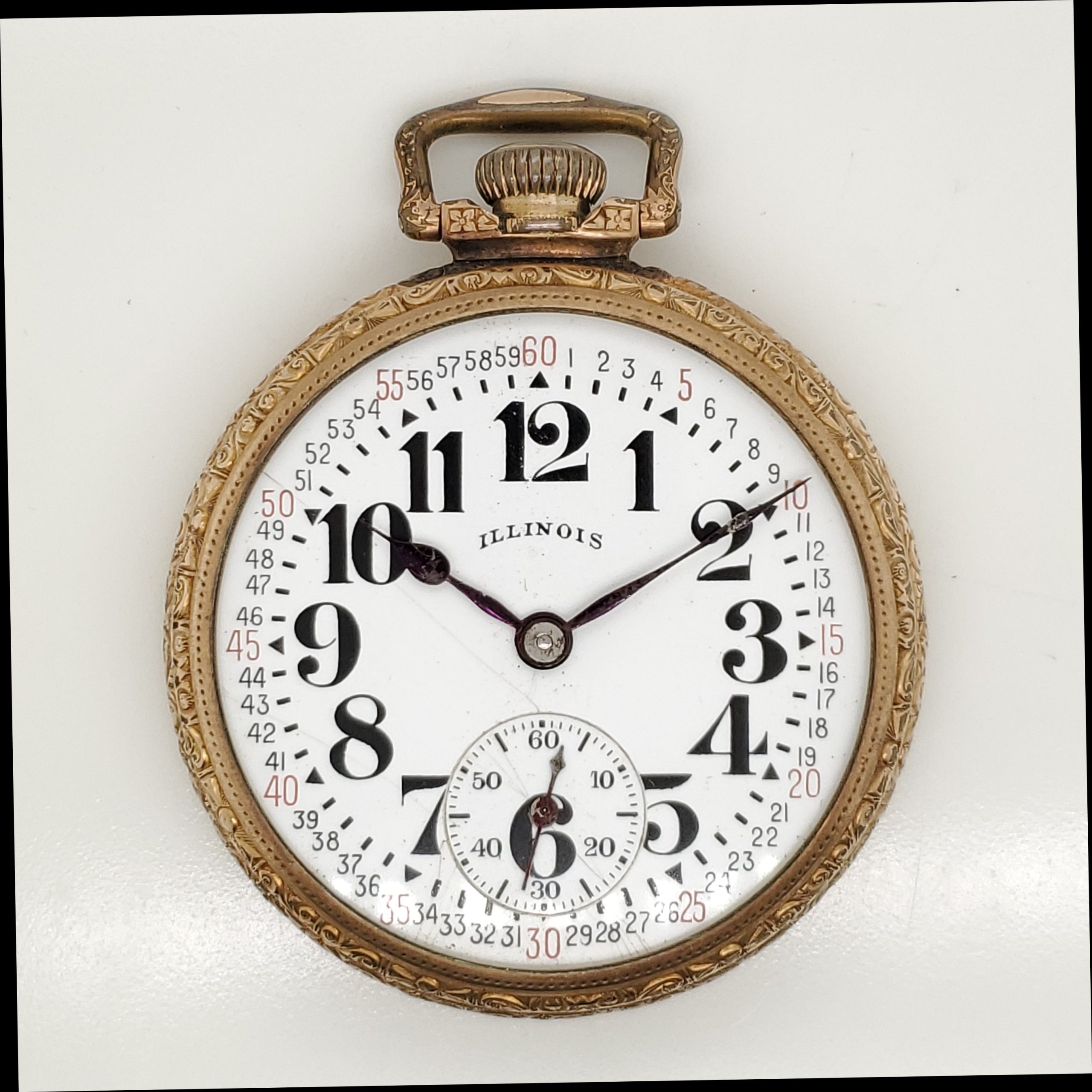 506-00632.jpg 1931 Illinois 19 Jewel Open Face Pocket Watch - Image 1