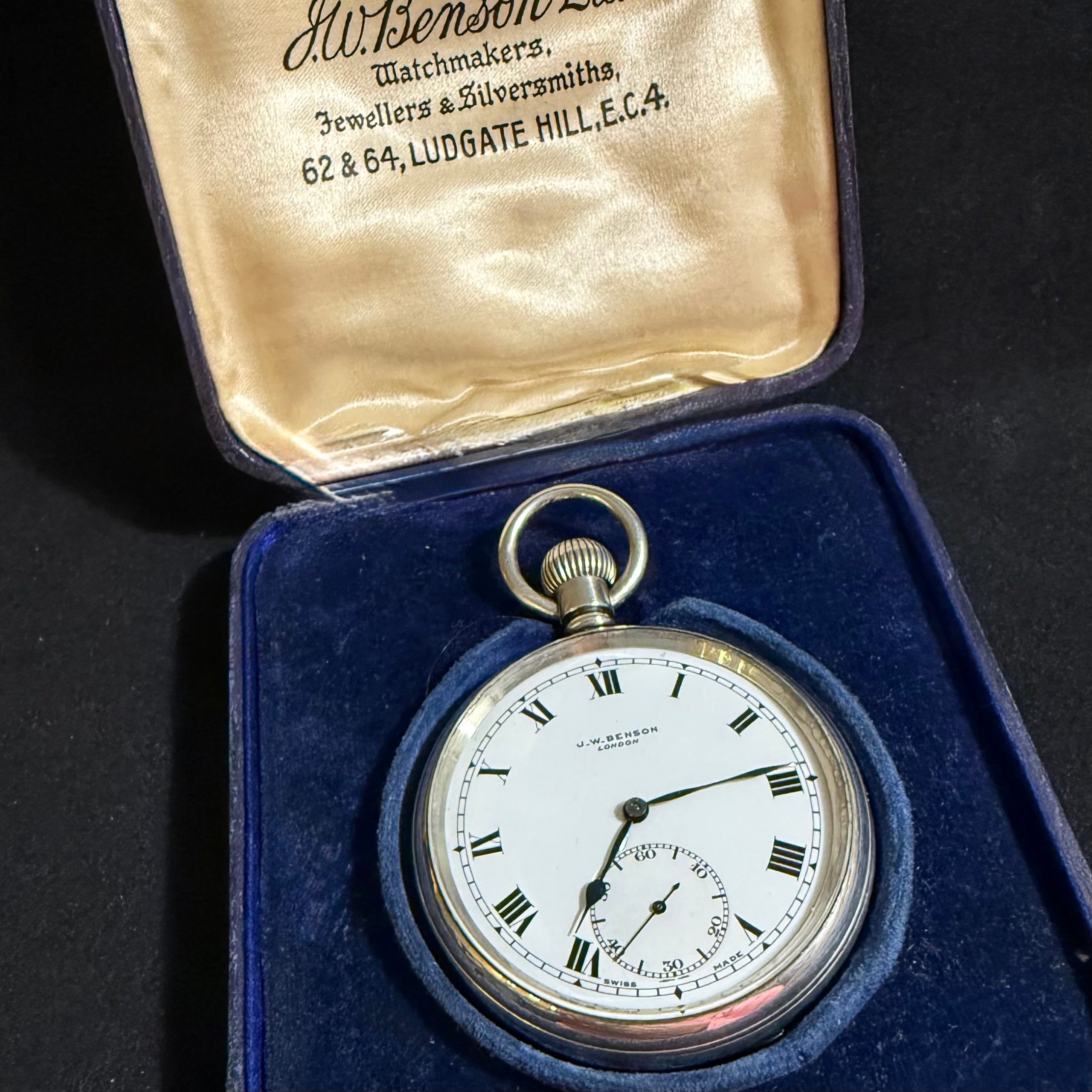 A6D25016-6B5F-4135-BC19-A169F3E9BE7C.jpg J W BENSON SILVER POCKET WATCH - Image 1