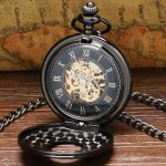 Black Vintage Mechanical Pocket Watch