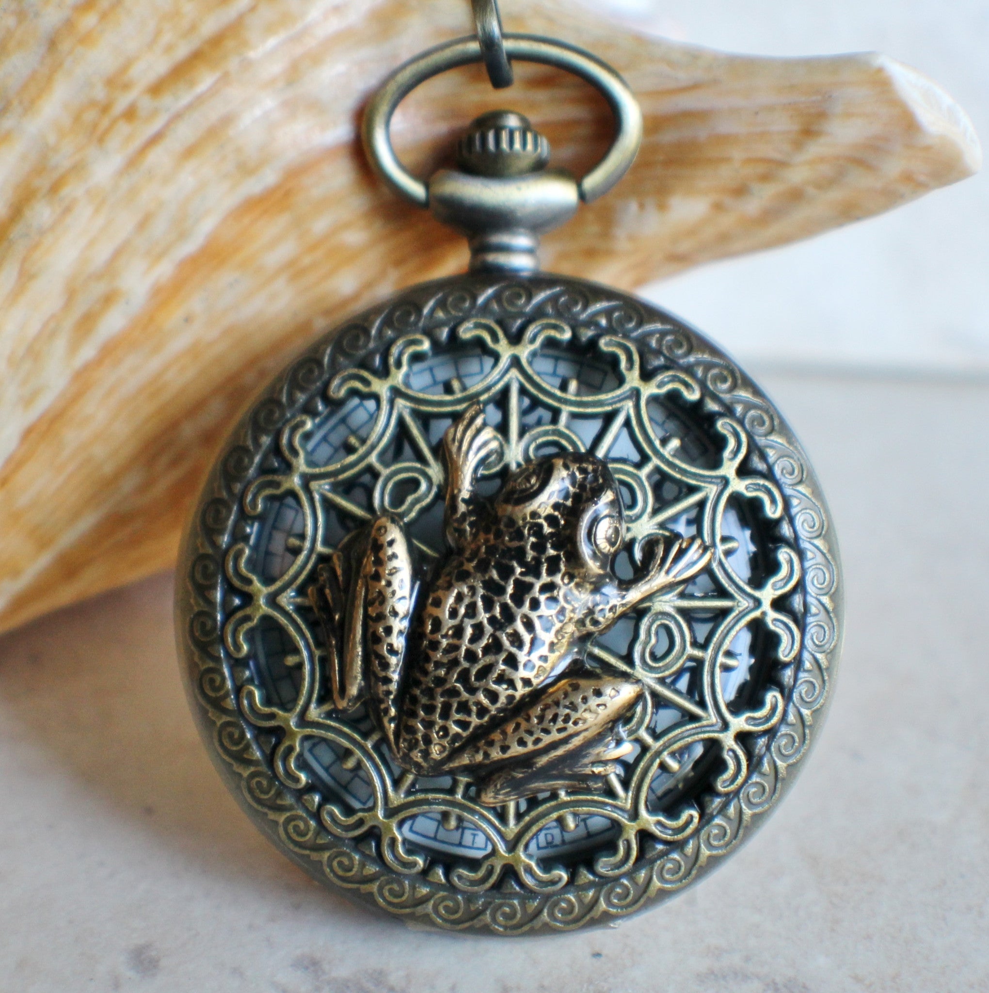 IMG_0329.jpg Frog pocket watch men's pocket watch, front case is mounted with bronze frog - Image 1