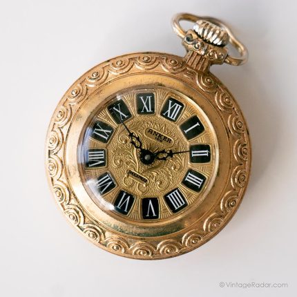 Vintage Anker Medallion Watch | Gold-tone Pocket Watch for Her