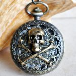Skull and Crossbones Mechanical Pocket Watch