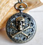 Skull and Crossbones Mechanical Pocket Watch