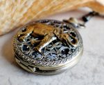 Elephant pocket watch,  Men's elephant pocket watch with tiger eye beads adorning chain - Image 2