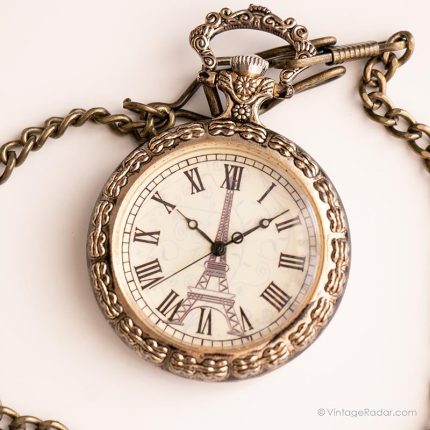 Vintage Eiffel Tower Pocket Watch | Elegant Vest Watch