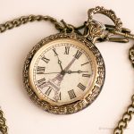 Vintage Eiffel Tower Pocket Watch | Elegant Vest Watch - Image 4