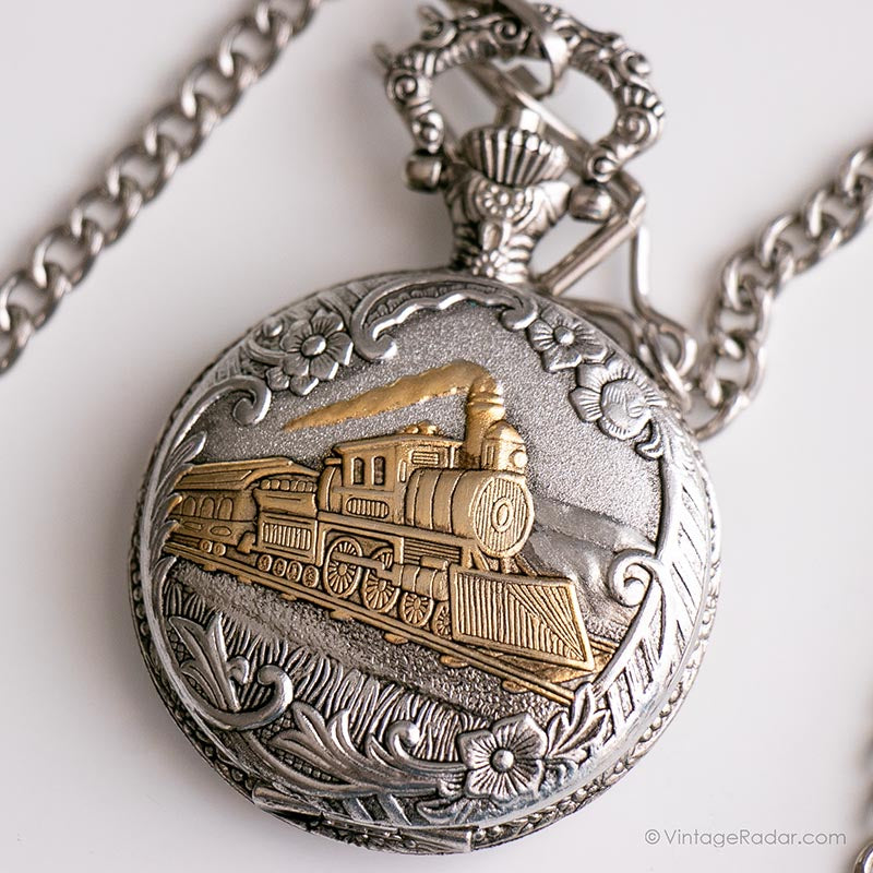 IMG_8435_0ae5bb2f-07cc-4d2d-8b15-f86851cf5476.jpg Vintage Railway Pocket Watch | Silver-tone Train Watch by Watch-it - Image 1