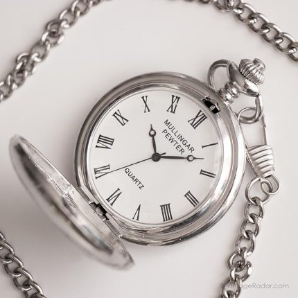Vintage Mullingar Pewter Pocket Watch | Silver-tone Tribal Pocket Watch