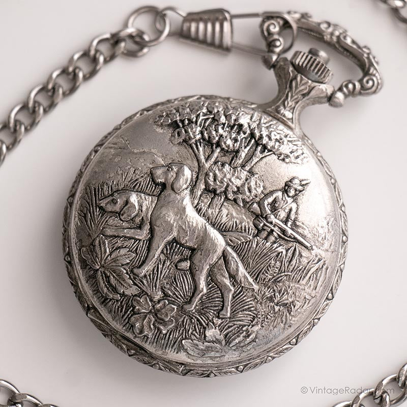 IMG_8494_407072ad-02ce-4fb1-99d4-7b3ffde4af0f.jpg Vintage Rotary Pocket Watch | Silver-tone Hunter Pocket Watch - Image 1