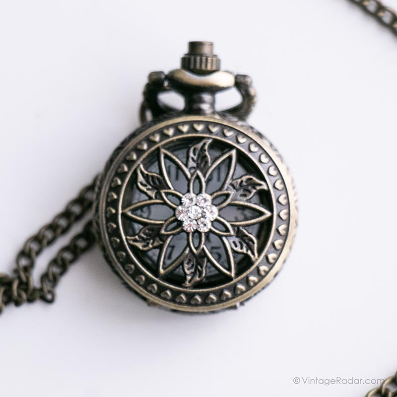 IMG_8559_597d4f1c-85a3-44b6-b021-95325a43f318.jpg Vintage Floral Pocket Watch for Ladies | Pocket Watch Gift for Her - Image 1