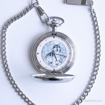 Vintage Wolf Pocket Watch | Animal Pocket Watch