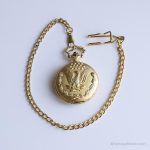 Vintage American Eagle Pocket Watch | Gold-tone Japan Quartz Pocket Watch - Image 2