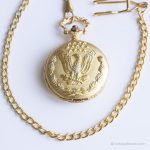 Vintage American Eagle Pocket Watch | Gold-tone Japan Quartz Pocket Watch