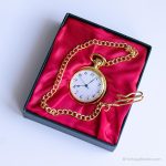 Retro Vintage Gold-tone Pocket Watch with Metallic Blue Hands - Image 2