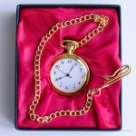 Retro Vintage Gold-tone Pocket Watch with Metallic Blue Hands