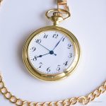 Retro Vintage Gold-tone Pocket Watch with Metallic Blue Hands - Image 5