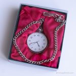 Vintage Silver-tone Pocket Watch for Men with Retro Numerals 45mm - Image 2