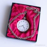 Vintage Silver-tone Pocket Watch for Men with Retro Numerals 45mm