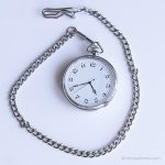 Vintage Silver-tone Pocket Watch for Men with Retro Numerals 45mm - Image 5