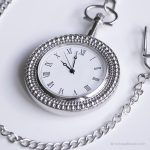 Vintage Elegant Pocket Watch | Silver-tone Vest Watch Roman Numerals - Image 5