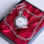 Vintage Minimalist Silver-tone Pocket Watch | Sketched Pocket Watch - Image 3