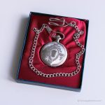 Vintage Silver-tone Royal Pocket Watch with Coat of Arms Design - Image 2
