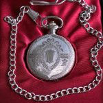 Vintage Silver-tone Royal Pocket Watch with Coat of Arms Design
