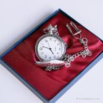 Vintage Silver-tone Royal Pocket Watch with Coat of Arms Design - Image 3