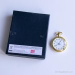 Retro Vintage Gold-tone Pocket Watch with Metallic Blue Hands - Image 7