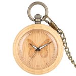 Wooden Pocket Watch Butterfly
