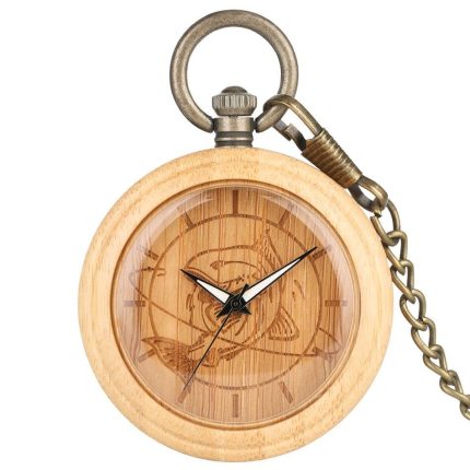 Wooden Pocket Watch Fish