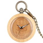 Wooden Pocket Watch Mexican Skull