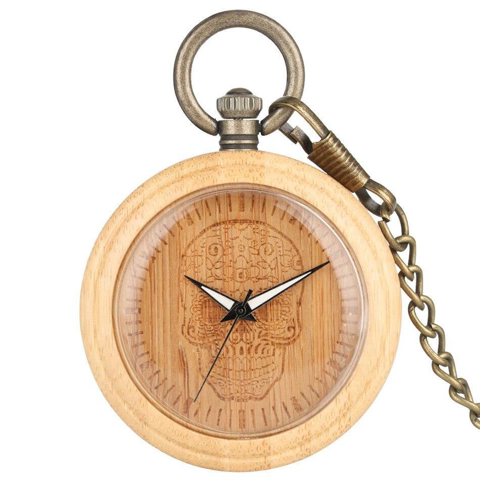 Wooden-Pocket-Watch-Mexican-Skull.jpg Wooden Pocket Watch Mexican Skull - Image 1